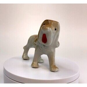 Vintage Porcelain Bloodhound Dog Figurine Japan 2.75” Tall 3.5” Long